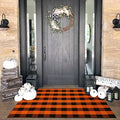 KILOCOCO Halloween Buffalo Plaid Rug 4x6 ft Orange and Black Front Door Rug by Kilococo