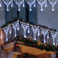 Christmas Outdoor String Lights Waterproof, 218 LED 13.8FT Star Curtain Fairy Lights with 11 Drops Connectable Clear Wire Christmas Light Decorations 8 Modes for Eaves Yard Wedding Party Holiday Decor by cerflyer