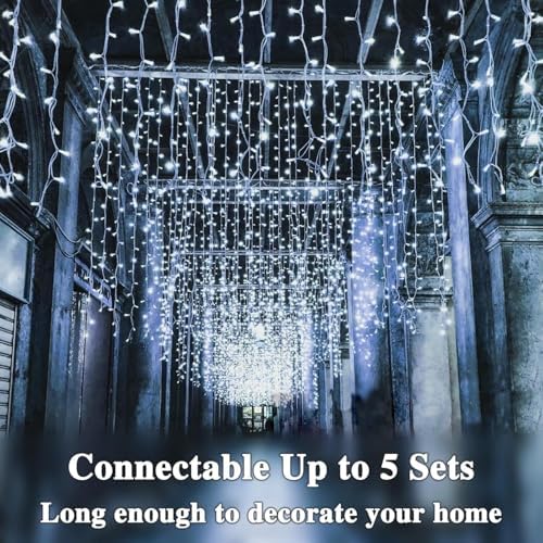 180FT 500LED Extra-Long String Lights Indoor Outdoor Clear Wire, Cold White Christmas String Lights, Plug in Twinkle Fairy Light With Timer and Memory For Wedding Patio Tree Yard Christmas Decorations - Image 3
