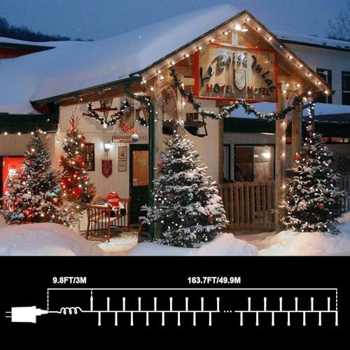 LAMPHOME 165ft Christmas Decorative Mini Lights, 500 LED Transparent Wire Fairy Starry String Lights Plug in, 16Lighting Modes for Indoor Outdoor Xmas Tree Wedding Party Decoration (White) - Image 4