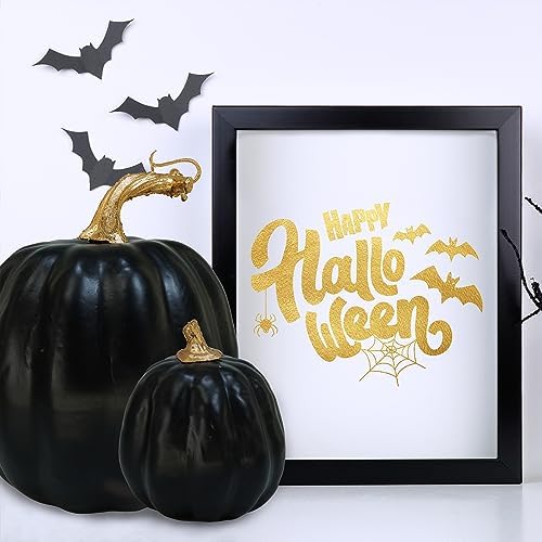 Winlyn 10 Pcs Assorted Artificial Black Pumpkins Decorative Halloween Pumpkins Black Faux Pumpkins Foam Pumpkins for Fall Halloween Thanksgiving Holiday Tabletop Centerpiece Mantel Décor - Image 4