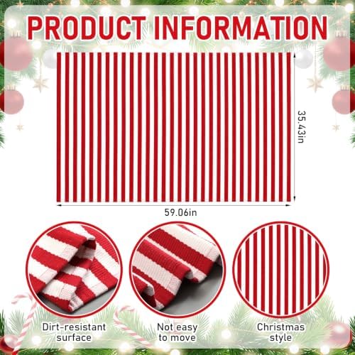 Moucuny Christmas Red and White Vertical Stripe Outdoor Rug 3' X 5' Doormat - Image 3