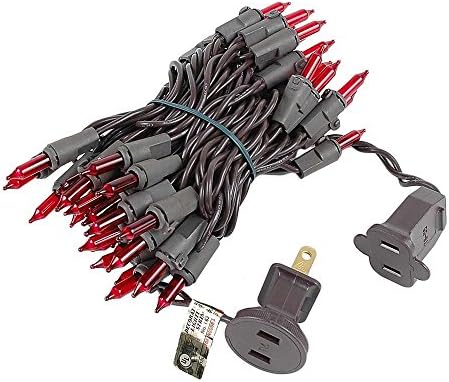 Novelty Lights 11 Feet 50 Bulbs Red Incandescent Mini Lights, Brown Wire - Image 5
