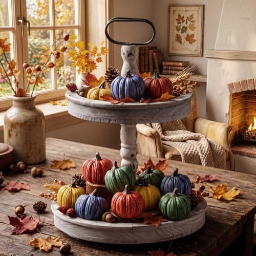 Geelin 12 Pcs Assorted Colors Rustic Fall Pumpkin Decor Resin Pumpkins for Thanksgiving Decorations Farmhouse Decorative Pumpkins 2.36" for Fall Home Decor Autumn Tabletop Centerpiece Harvest Wedding - Image 3