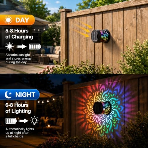 Solar Mandala Lights Outdoor wall 4 Pack Seven Color Projector - Image 5