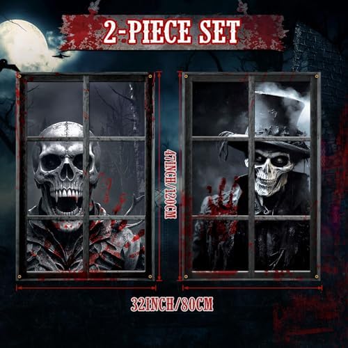 Halloween Decorations 2-Pack Blood Skeletons Window Decor, 32 x 47 Inch - Image 2