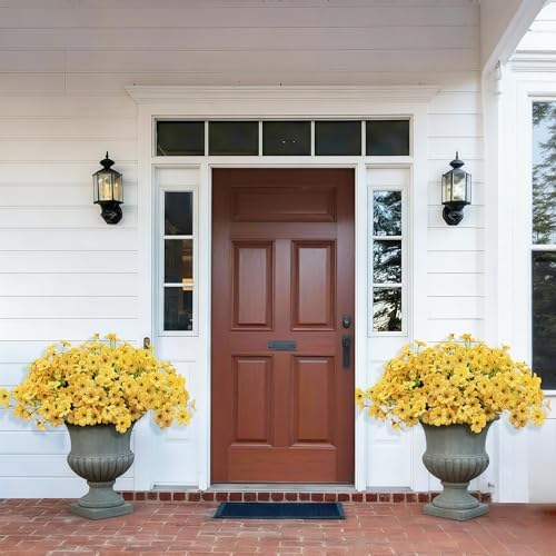20 Bundles Artificial Flowers for Outdoors, UV Resistant Fake Flower with Plastic Plants, Faux Silk Flowers for Outdoor Planters , Fake Realistic Plant for Outside Front Porch Patio Decor-Yellow - Image 2