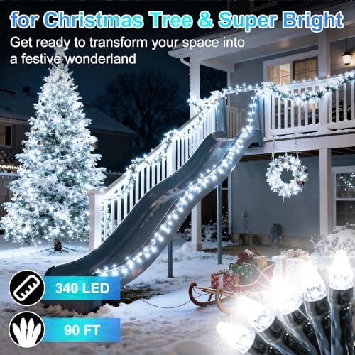 340 LED 90FT Christmas String Lights Outdoor, 12 Pro Modes with Timer - Image 2