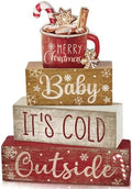 Moucuny 4 Pcs Christmas Table Decorations Indoor, Hot Cocoa Wood Block Sign by Moucuny