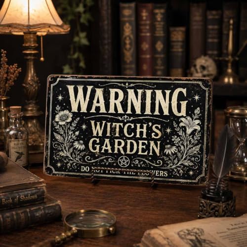 Halloween Metal Art Sign Warning Witch's Garden Vintage Wall Decor - Image 5