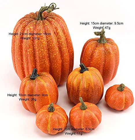 Lucakuins 7Pcs Artificial Pumpkins Fall Decoration Assorted Faux Pumpkin Cute Foam Pumpkins for Home Outside Halloween Decorating (Orange1, One Size) - Image 3