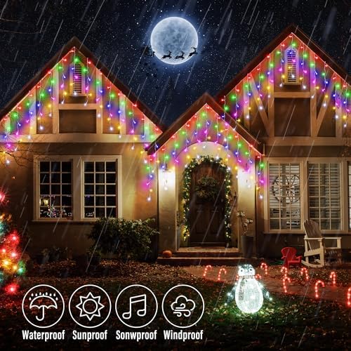 Joomer 19FT Christmas Icicle Lights Outdoor Connectable Multicolor - Image 4