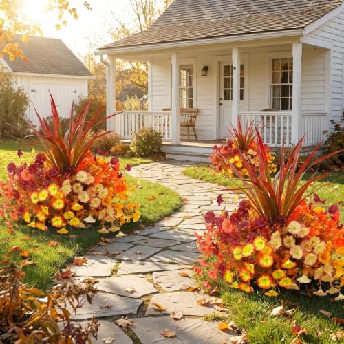 Artificial Fall Morning Glory Flowers for Outdoors with Orchid Leaf - Image 6
