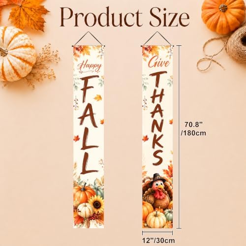 IVN Thanksgiving Turkey Pumpkin Porch Banners 12x71 Inch Set of 2 - Image 5