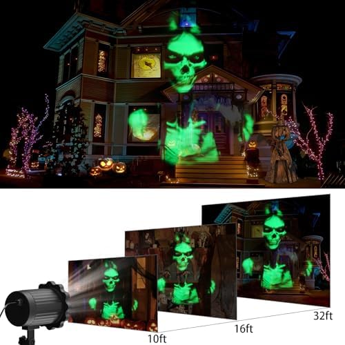 Halloween Projector Lights Outdoor Indoor - 3D Dynamic Green Skull Ghost Projector Decorations Lights, Waterproof Halloween Light for Window, Ground, Roof, Wall,Cemetery, Halloween Decor - Image 6