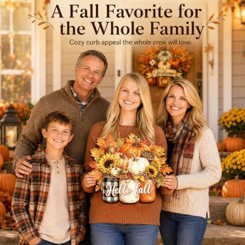Fall Door Decor Wooden Pumpkin Door Hanger, Hello Fall Sign for Front Door - Image 6