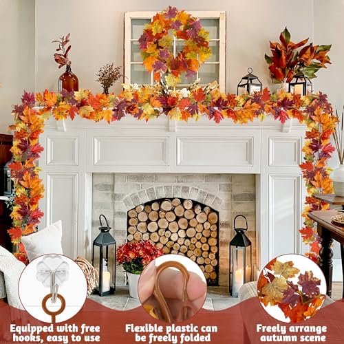 11.8FT 2Pack Fall Garland for Thankgiving Decorations for Home Mantle Decor - Image 4