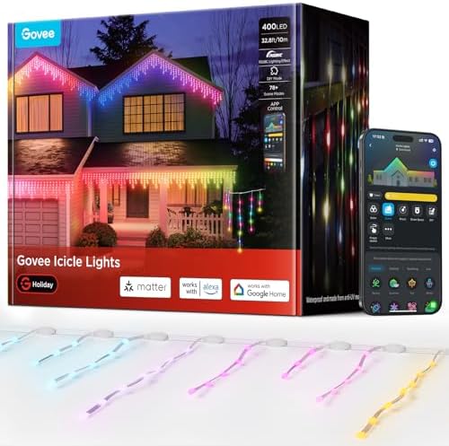 Govee Icicle Lights, Smart RGBIC Christmas Lights for Outside by Unknown