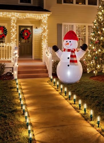 Christmas Pathway Lights Outdoor, 26 FT Connectable C9 LED Christmas Lights Outdoor, Waterproof String Lights with 20 Led Lights and Stakes, Christmas Decorations for Walkway Driveway, Warm White - Image 5