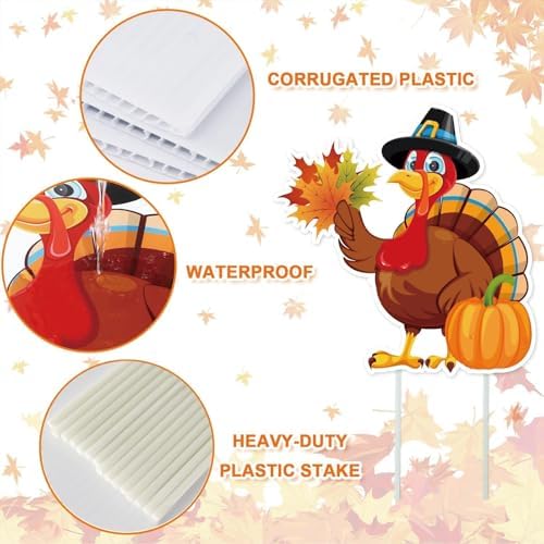 Thanksgiving Yard Signs Outdoor Decorations - 6 PCS Turkey Yard Stakes Outside Decor - Fall Harvest Party Decorative Signs for Yard Home Lawn Patio Garden - Image 5