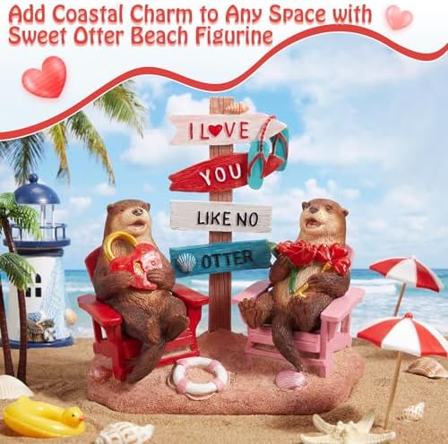 Wonderjune Beach House Decor Resin Sign Figurine for Mantle,Otter - Image 2