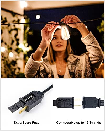 Lightdot 500FT Outdoor String Lights, LED Bistro String Lights with Shatterproof ST38 Vintage Bulbs, 2200K Dimmable, Waterproof Hanging Lights for Porch, Deck, Garden, Backyard, Balcony - ETL Listed - Image 6