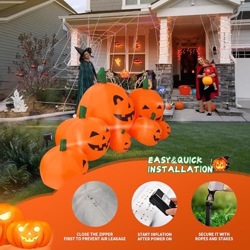 8FT Long Halloween Inflatable Pumpkin Patch Fall Inflatable Thanksgiving Inflatable Pumpkin Patch Blow up Pumpkin Decor Outer Large Party Yard Decoration - Image 4