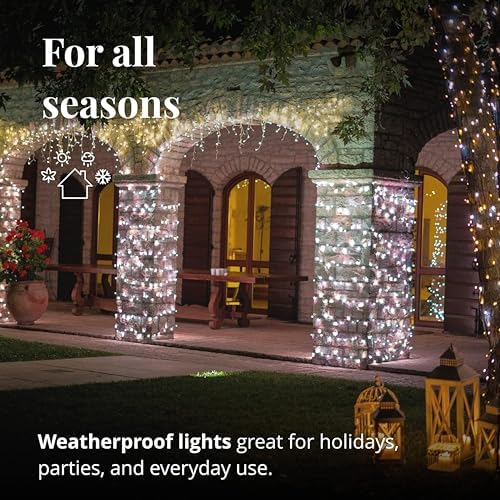 Twinkly Icicle 190 LED White, Outdoor and Indoor LED Cascade Lights, Smart Warm and Cool White LED Lights, Compatible with Alexa, Google Home, IP44, App Mapping, Transparent Wire, 18ft - Image 4