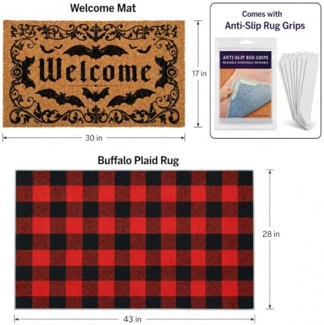 2 Pcs Halloween Door Mat, Halloween Outside Door Decorations - Image 2