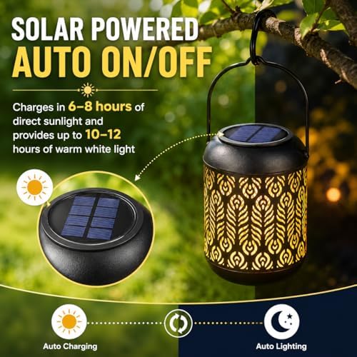 LeiDrail Peacock Feather Solar Lanterns, Outdoor Hanging Lights, 4 Pack - Image 3