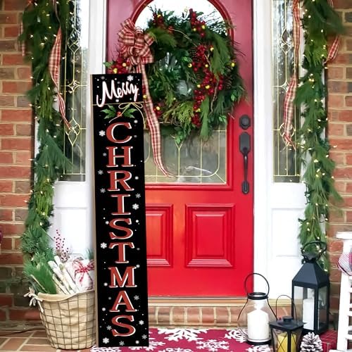 Merry Christmas Welcome Porch Sign Xmas Wooden Door Sign 47'' Large Porch Sign for Home Front Door Yard Party Decor - Image 5