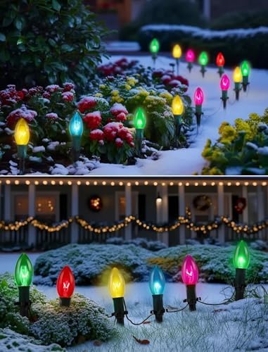 Christmas Pathway String Lights Outdoor, 38FT C9 Multicolor Pathway Lights - Image 7