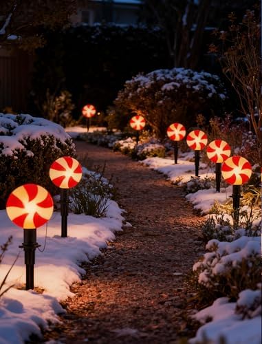 7Ft Christmas Lollipop Peppermint Pathway Lights Outdoor with 4 LED Bulbs - Image 5