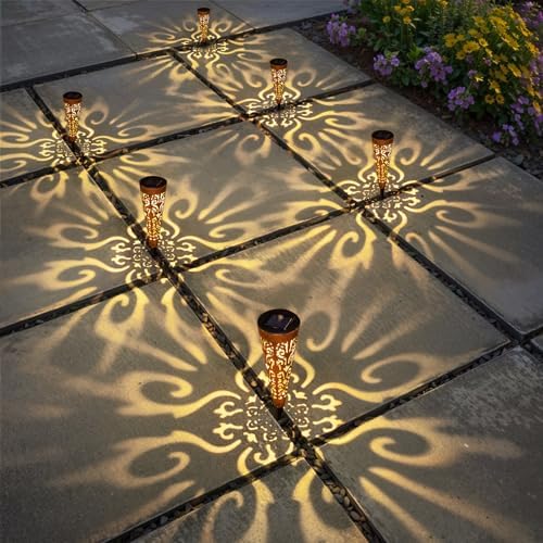 Go2garden 6Pcs Garden Solar Lights Outdoor Stakes Decorative Lighting for Yard, Pathway, Patio Decor Lawn Ornament (Red Copper) - Image 2