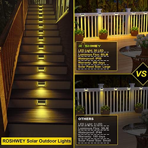 ROSHWEY Solar Deck Lights, Suitable for Fence Step Stair-Warm White-10Pack - Image 3