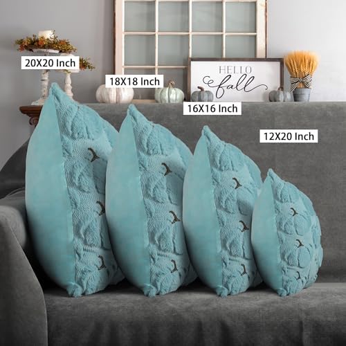 Fall Pillow Covers 20x20 Set of 2 Light Blue Pumpkin Decorations for Home - Image 6