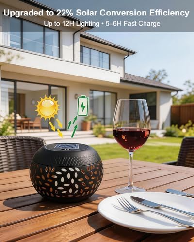 Solar Lanterns Outdoor Waterproof, Flickering Flame Solar Table Lantern - Image 4