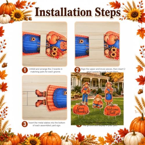 Fall Outdoor Decor Scarecrow Pumpkin Yard Stakes Thanksgiving Decorationsns - Image 3