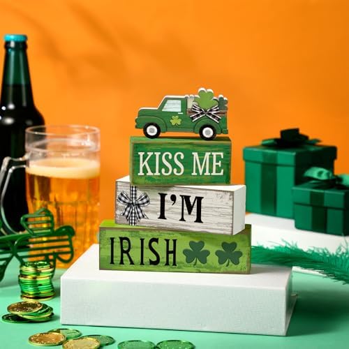 Yuntau 4 Pcs St Patricks Day Table Decorations Shamrock Tiered Tray Decor - Image 6
