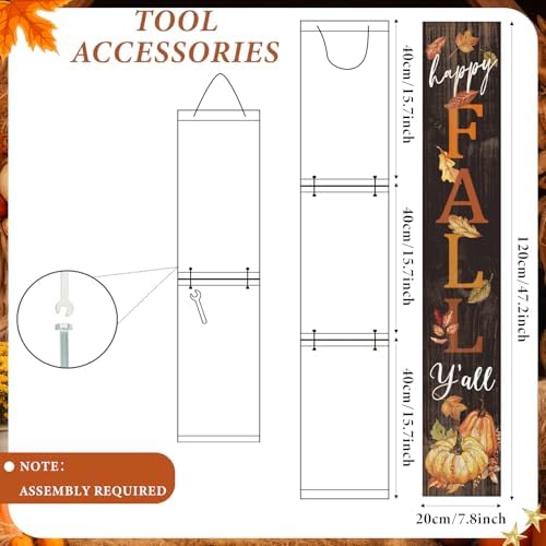 Farmhouse Fall Porch Signs Outdoor 47" Wooden Happy Fall Porch Decorations for Home Large Maple Pumpkin Autumn Vertical Sign Outside Thanksgiving Decoration for Autumn Party Decor Home - Image 3