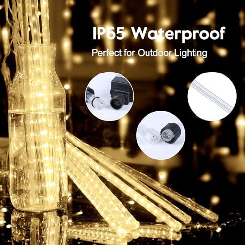 Meteor Shower Lights Outdoor,16 Inch 10 Tube 360 LED Icicle Christmas Light - Image 4