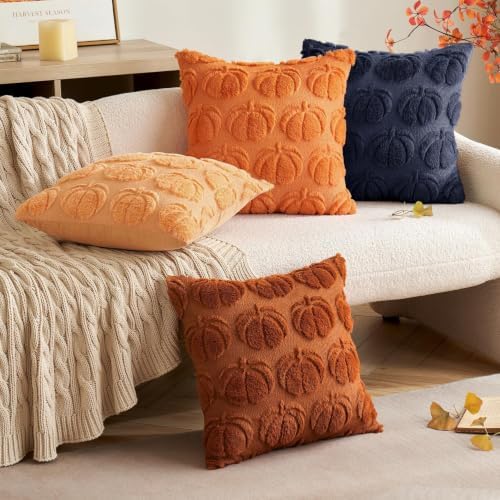 MIULEE Fall Pillow Covers Pumpkin Fall Decor 20x20 Navy Blue - Image 3