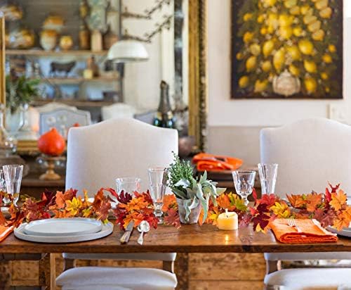 DearHouse 2 Pack Fall Garland Maple Leaf, 5.9Ft/Piece 7 Colors Hanging Vine Garland Artificial Autumn Foliage Garland Thanksgiving Decor for Home Wedding Fireplace Party Christmas - Image 4
