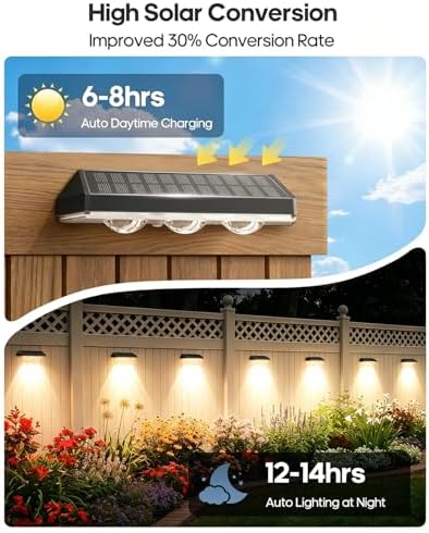 Solar Fence Lights Outdoor, 9 Modes ＆ 8 Fixed Color Changing Fence Lights Solar Powered, IP65 Waterproof, 3 LED Deck Lighting for Patio, Railing, Pool, Porch, Backyard, Wall Decor, 12 Packs - Image 5