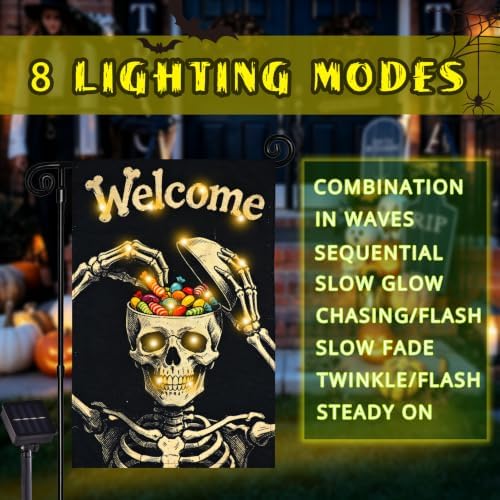 Halloween Lighted Garden Flag, Skeleton Yard Decor, 12x18 In - Image 4