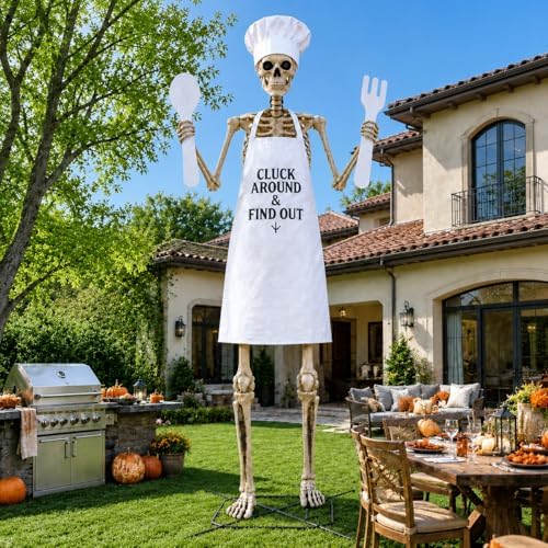 4 Pcs Chef Outfits Set for 12 Ft Giant Skeleton Halloween Yard Decor by Unknown
