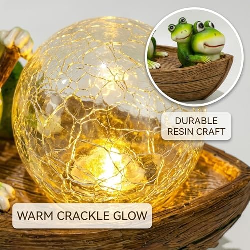 Rezpuao Garden Statue of Frog,Garden Decor Frog Figurine,Frogs Outdoor Statue,Solar Decor for Patio,Balcony,Yard,Lawn Ornament - Image 5