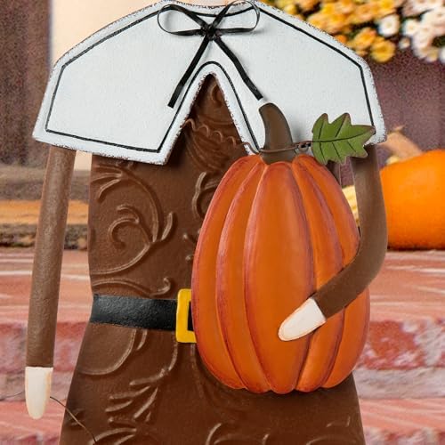 Glitzhome Thanksgiving Yard Stakes Metal Pilgrim Boy Yard Signs Hanging Wall Decors for Thanksgiving Fall Harvest Outdoor Decorations, 36" H - Image 6