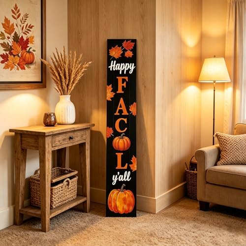Happy Fall Y'all 47" Tall Vertical Wooden Porch Sign Black Rustic Farmhouse Fall Decor with Maple Leaf Pumpkin Thanksgiving Hanging Standing Decoration for Front Porch Indoor Outdoor - Image 6