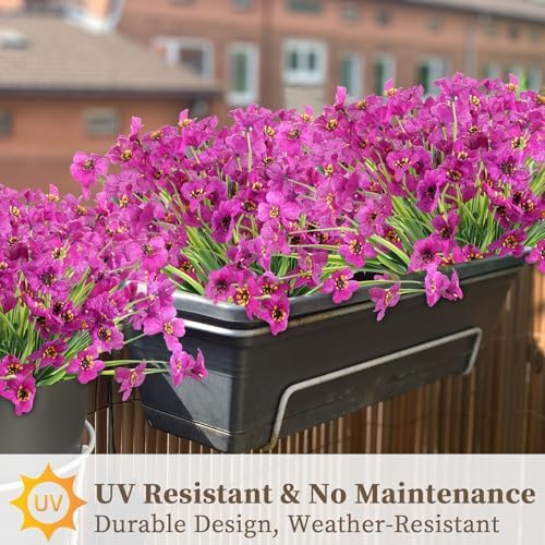 ColoPlay 24 Light Purple Bundles Artificial Flowers for Outdoors/Indoors Fake Flowers Plants for Indoor Outside Garden Porch Window Box Home Wedding Farmhouse (Pack of 2) - Image 5